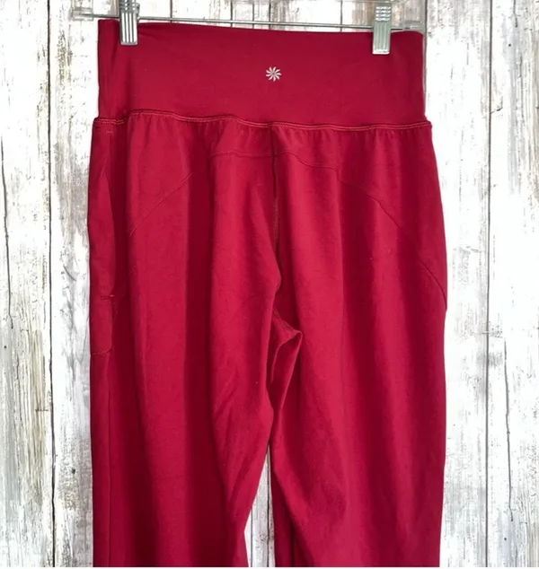 Athleta Red Ultra High Rise Elation Crop Joggers •Small - Image 5