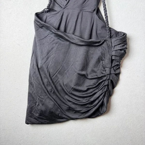 Retrofête Wrap Mini Dress Braided Straps Black Women's size S - Image 9