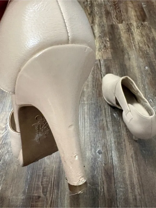 Life Stride Nude Soft System Taupe Peep Toe Heels 8.5 Preppy Formal Wedding - Image 7