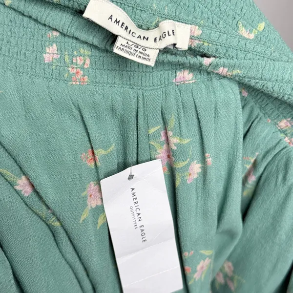 NWT American Eagle Floral High Waisted Soft Everyday Shorts Green Size Large - Image 9