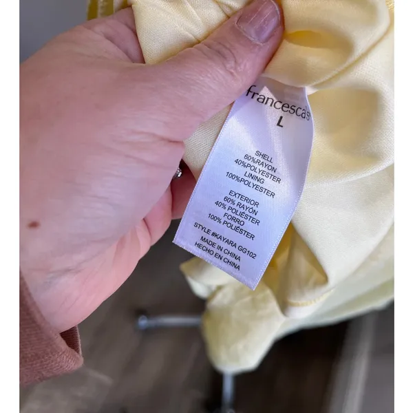 Francesca's Mi Ami Yellow Ruffle Dress Cottagecore Romantic Summer‎ Size L - Image 8
