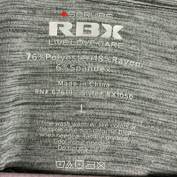 NWT RBX Mixed Media Medical Scrubs Top Purple Black Gray, Large - Image 9