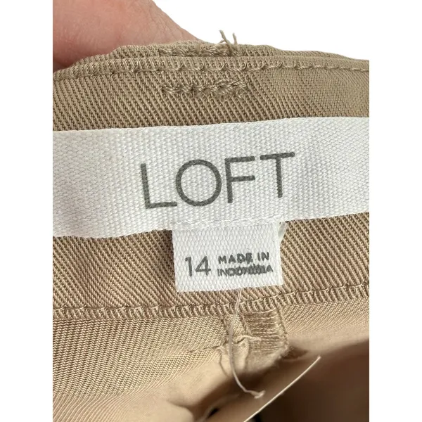 NWT Loft Womens Pleated Wide Leg High Rise Trousers Pants Khaki Size 14 Preppy - Image 3