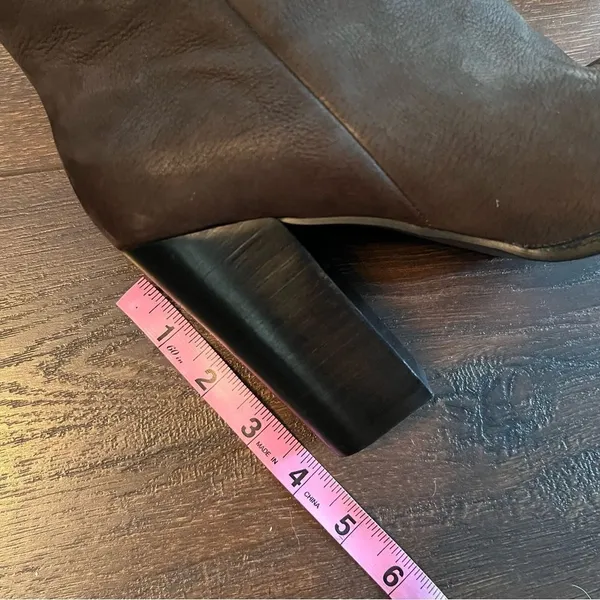 Halogen Brown Pointed Toe Bootie Stacked Heel - Image 11