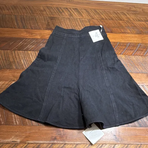 BLANK Black Denim Flared Knee Length Skirt Seamed Zip Solid XS Regular - Image 2