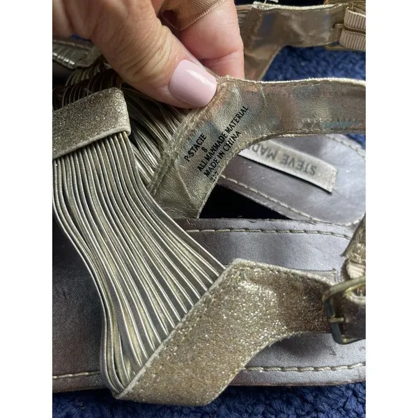 Steve Madden “Stacie” Strappy Gold Sandal Boho Peasant Bohemian Festival Size 8 - Image 4