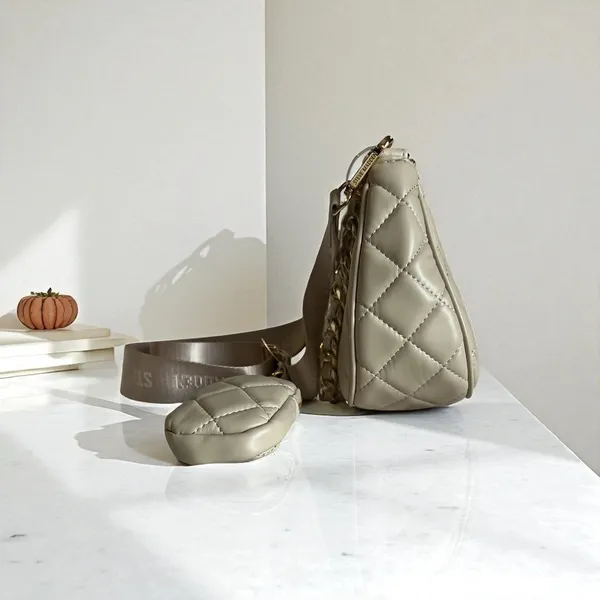Steve Madden SM Quilted Shoulder Bag‎ Convertible Crossbody Purse Grey - Image 5