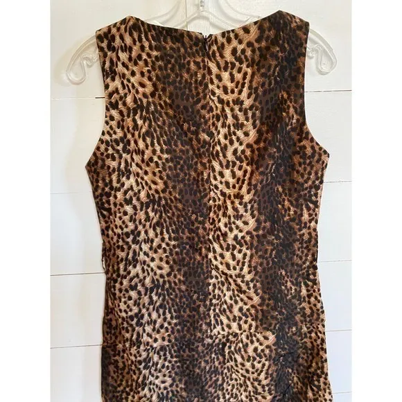 ZARA WOMAN Leopard Print Sleeveless Ruched Mini Dress w/Zipper Back -‎ M EUC - Image 9