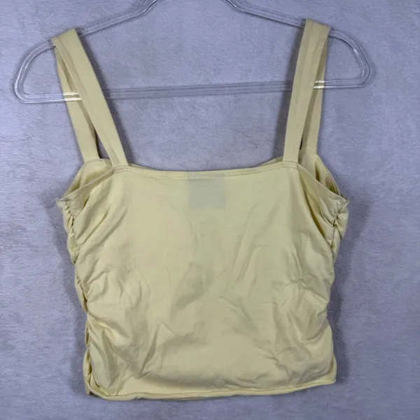 Reformation Yellow Ruched Sleeveless Square Neck Crop Top Tank Medium M - Image 9