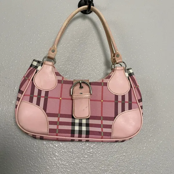 Vintage Y2K Pink Plaid Shoulder Bag Buckle 2000s Preppy Feminine Retro Girly - Image 2
