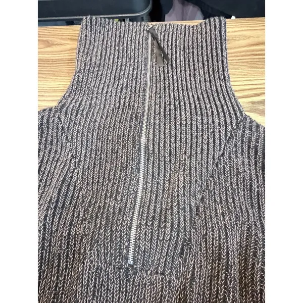 Varley Mentone Sweater XS Brown Marl Half Zip Cotton Ribbed Oversized Collar - Image 10