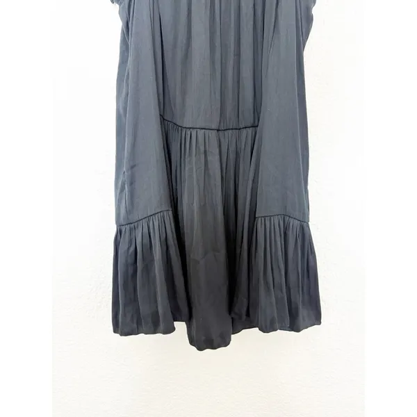 Free People Want Your Love Black Mini Dress Small Smocked Tie Back Boho Babydoll - Image 10