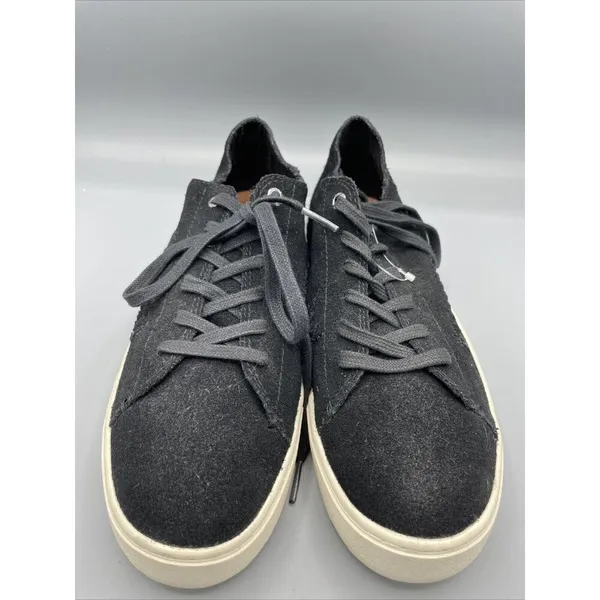 TOMS Black Suede‎ Leather Lace Up Sneakers Women’s Shoes 9.5 Casual Comfort - Image 2