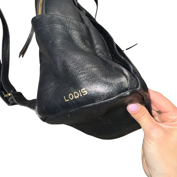 Lodis Backpack Women Medium Black Good Leather Zippered Minimalist Bag‎ - Image 7