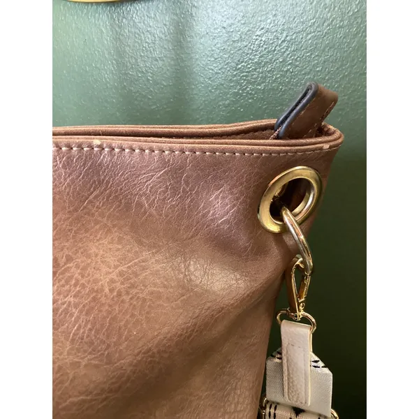 Unbranded Large Tote Bag Brown Vegan Leather Boho Tassel Guitar Strap‎ - Image 2