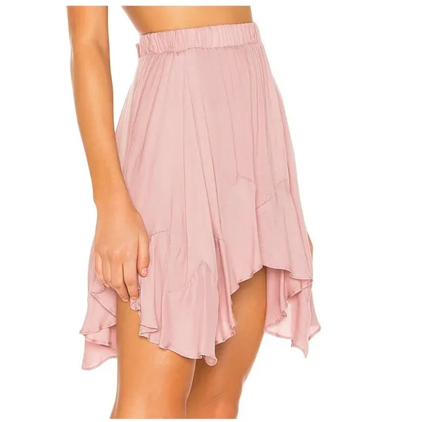 Free People Easy Does It Mini Skirt Womens Medium‎ Mauve Boho Ruffle Fairycore - Image 3