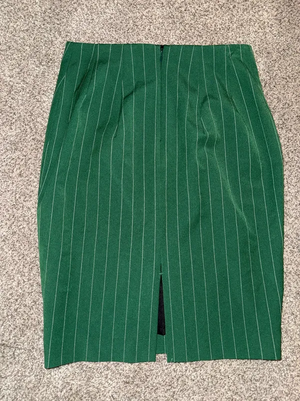 Express Pinstripe Pencil Skirt Size 0 Green White - Image 2