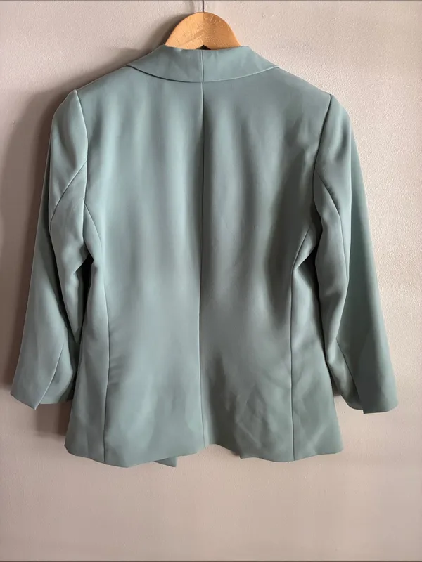 H&M Green Blazer XS Open Front 3/4 Sleeve Career Workwear - Image 6