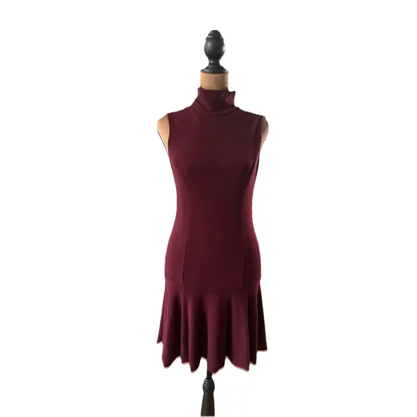 Alice + Olivia Maroon Drop Hem Sleeveless Knit Dress Size 4 - Image 3