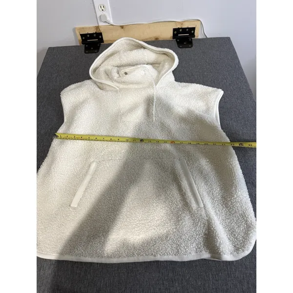 HAVEN Well Within Talbots Size XL IVORY SHERPA HOODED VEST Sleeveless Winter - Image 3
