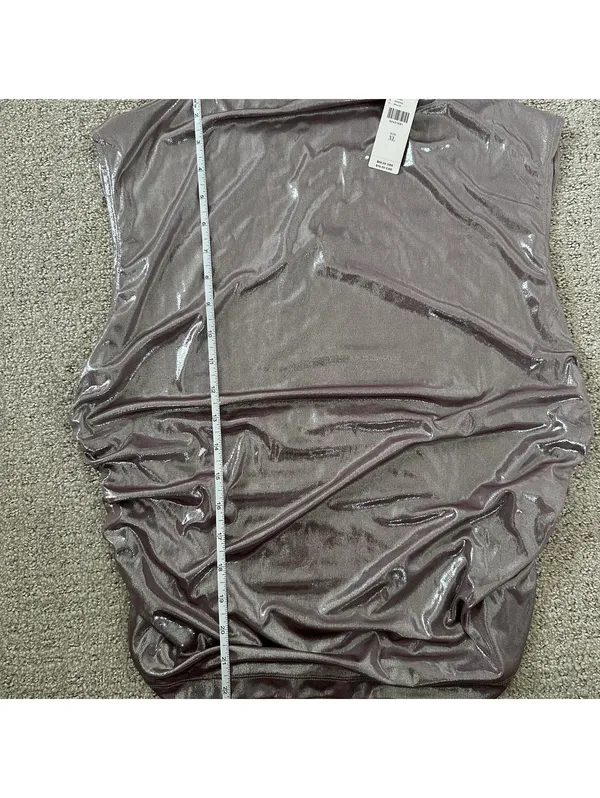 Maeve Mock Neck Sleeveless Ruched Shine Tank Top Anthropologie NWT XL Mauve - Image 8