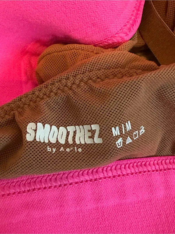Aerie Smoothez Plunge Mesh Bralette Brown Hot Pink Seamless Loungewear Casual - Image 3