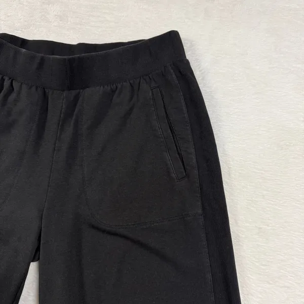 Talbots S Black Ribbed Trim Wide Leg Cropped Lounge Yoga Pants Relaxed Workout - Image 5