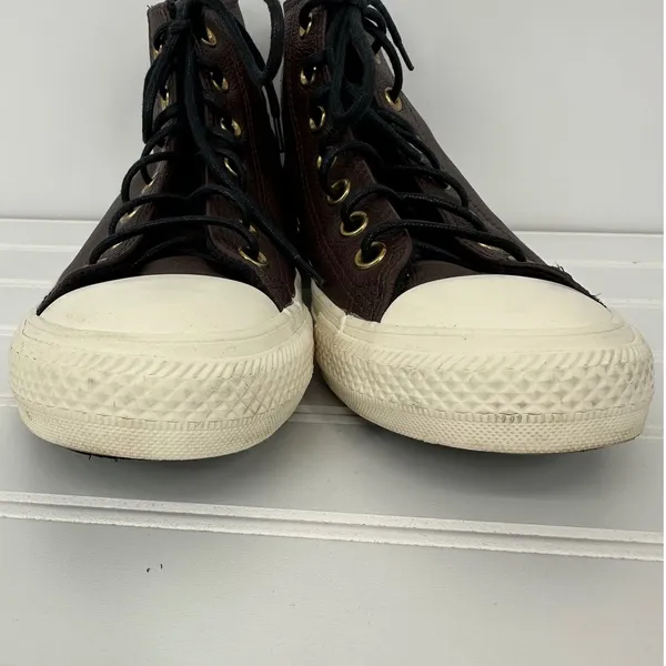 Converse Chuck Taylor All Star Leather High Top Sneakers Brown Men 5.5 Women 7.5 - Image 8