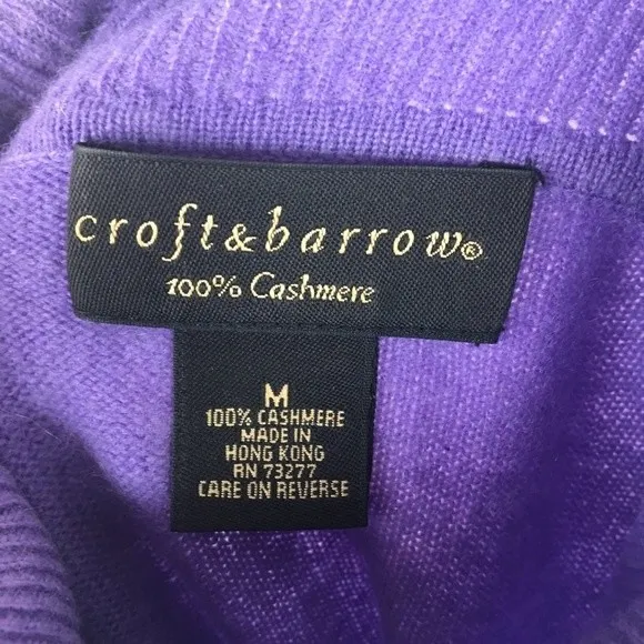 100% Cashmere Lavender Long Sleeve Turtleneck Sweater Croft & Barrow M - Image 8