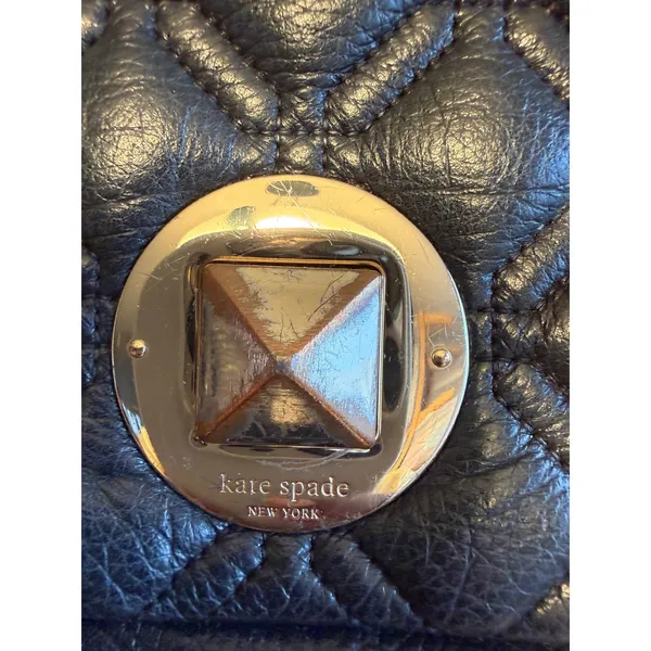 Kate Spade Black Quilted Pebbled Leather‎ Crossbody Bag Gold Turn Lock Hardware - Image 5