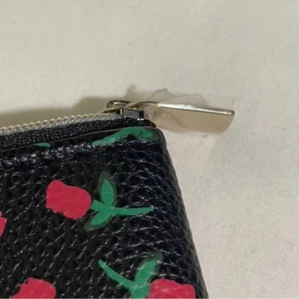 Mary Kay Black Rose Floral Cosmetic Bag Clutch Gold Zip Makeup Pouch 9.5x6 - Image 3