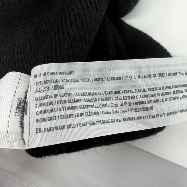 Abercrombie & Fitch Logo Patch Knit Beanie Hat Black Ribbed Women One Size - Image 5