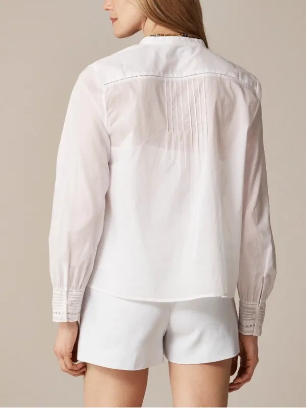 J. Crew Pintuck Lace Trim Top in Cotton Voile - Image 4