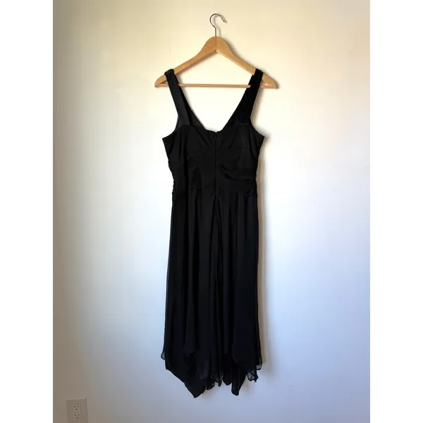 Donna Ricco Y2K Vintage Black Silk Beaded Handkerchief Cocktail Dress Size 8 - Image 4