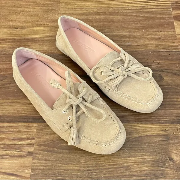 J.‎ Crew Light Khaki Suede Driving Loafers Size 5 - Image 2