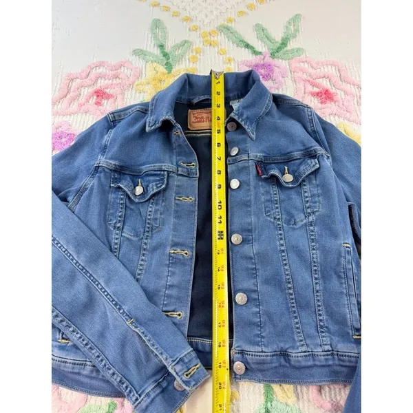 Levi Strauss &‎ Co Womens Denim Trucker Jacket Size S Blue Button Front Classic - Image 4