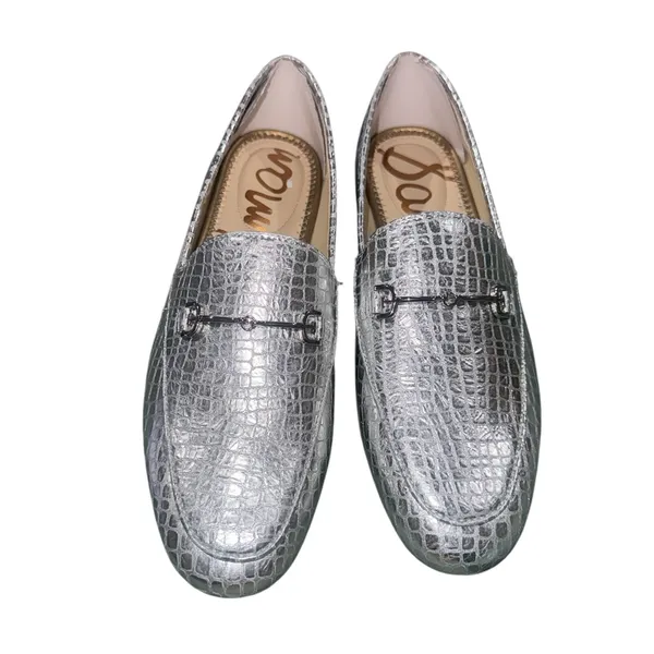 NEW $150 Sam Edelman Loraine Leather Loafer Soft Silver Snake Skin 6.5 Slip On - Image 8