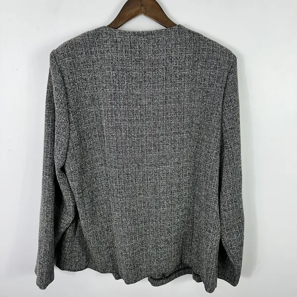 Fashion Bug 18/20W Tweed Fringe Jacket Black Quiet Luxury Office‎ Old Money 90s - Image 6