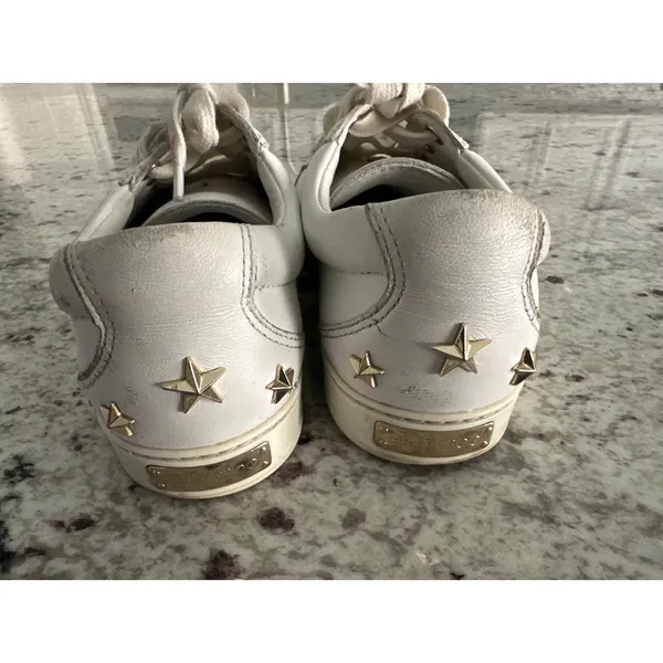 Jimmy Choo White Leather Low Top Gold Star Sneakers Shoes 35.5 5.5 - Image 6