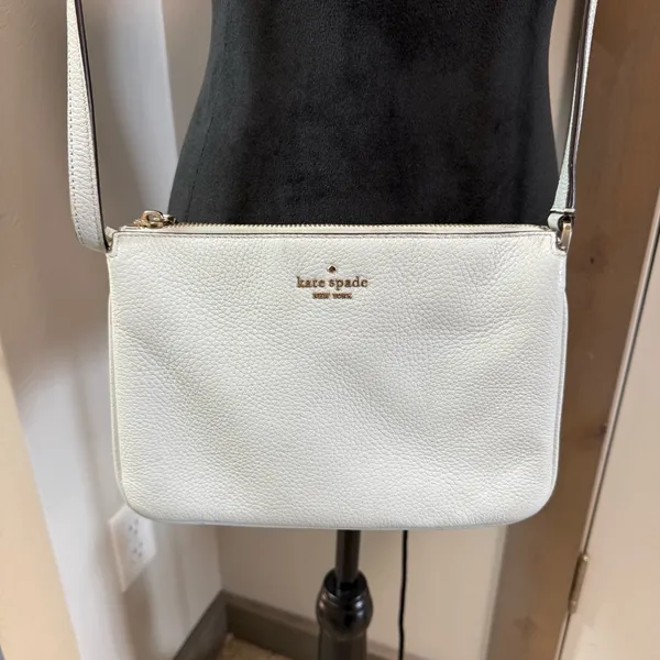 Kate Spade New York Crossbody Bag Purse Small Powder Blue Leather Triple Gusset‎ - Image 3