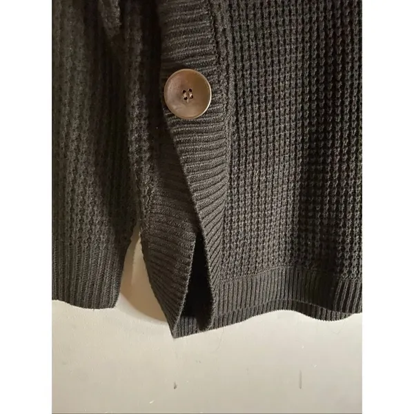 Ronnie Salloway Black Chunky Knit Button Split Side Scoop Neck Sweater M Size M - Image 3