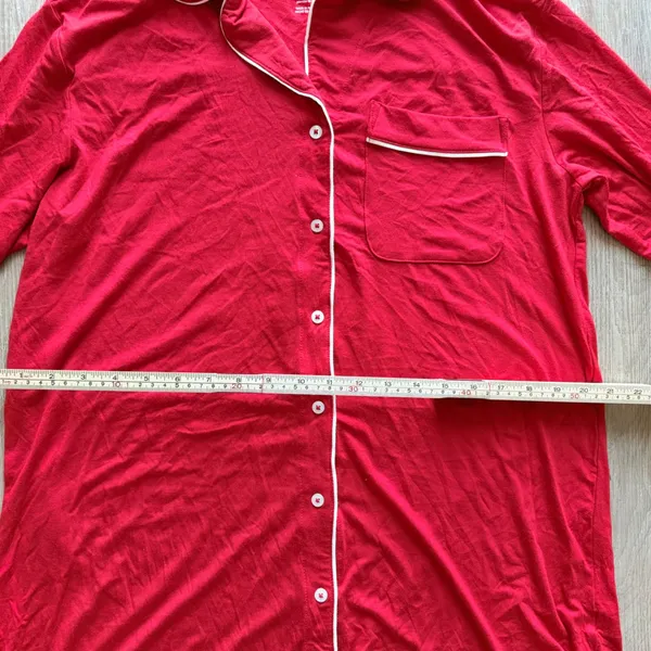 Auden Womens Red Button Down Long Sleeve Sleep Shirt Nightgown Size M NWT - Image 4