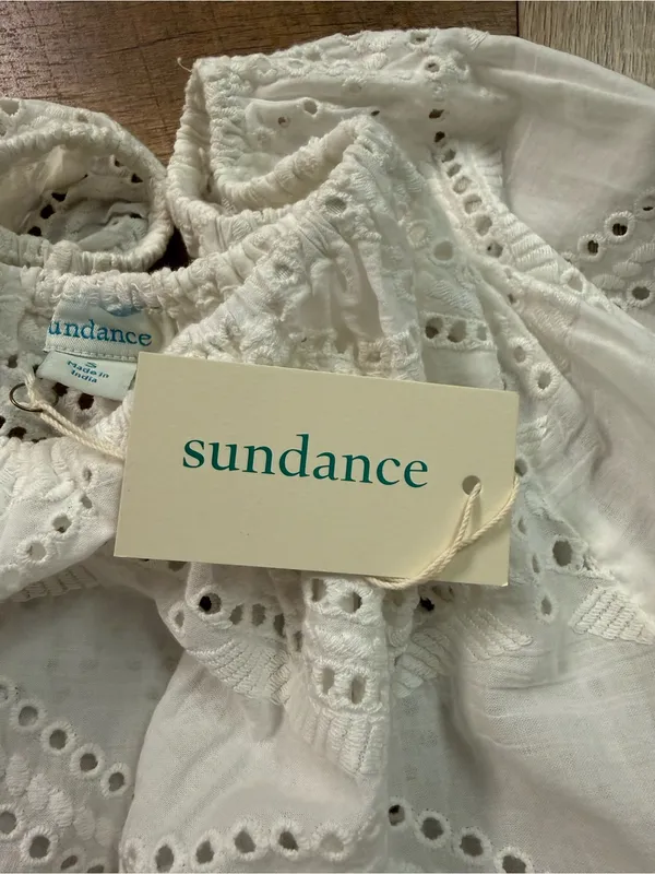 NWT Sundance White Tie Sleeve Eyelet Blouse Women’s Size Small 100% Cotton - Image 5