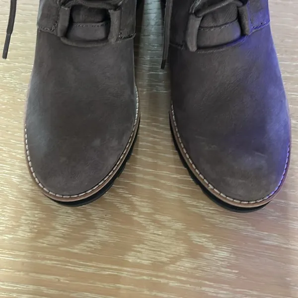 Eileen Fisher Alpine Ankle Bootie Lace Graphite Shearling Leather Size 8.5, NWOT - Image 8