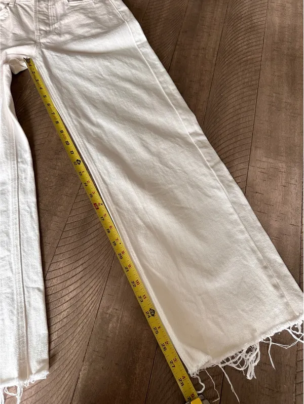 Parke Wide Leg Relaxed Jeans Raw Hem Button Fly White Wash Women’s size 25 - Image 11