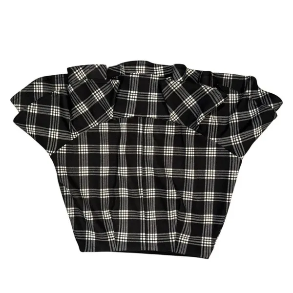 Design Lab Plaid Ruffle Hem Mini Skirt Black White Size Small Dark Academia Y2K - Image 3