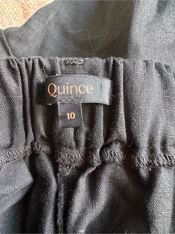 Quince 100% European Linen Pleated Trouser black size 10 - Image 3
