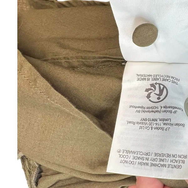Boden Broderie Detail Midi Dress Eyelet Cotton Olive Green Size US 8P‎ Petites - Image 16