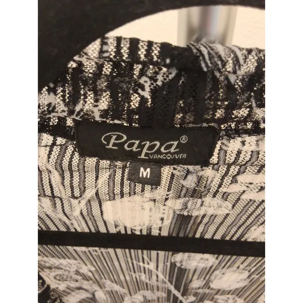 Papa Vancouver Vintage Long Sleeve Sheer Black And White Size M Womens - Image 4