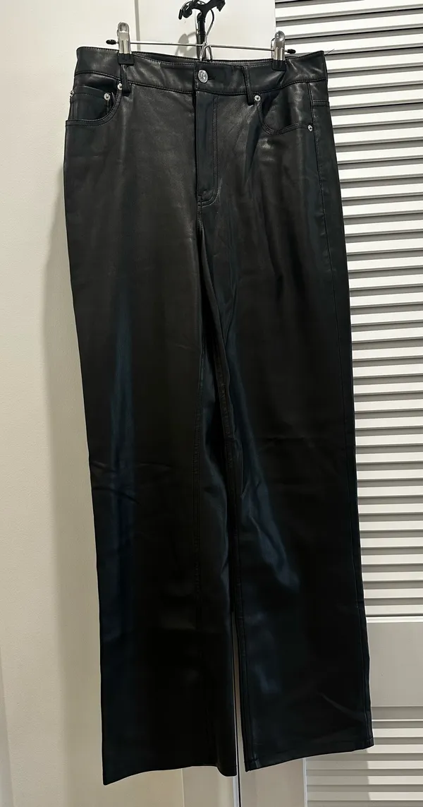 ZARA Leather Wide-Leg Pants - Image 3